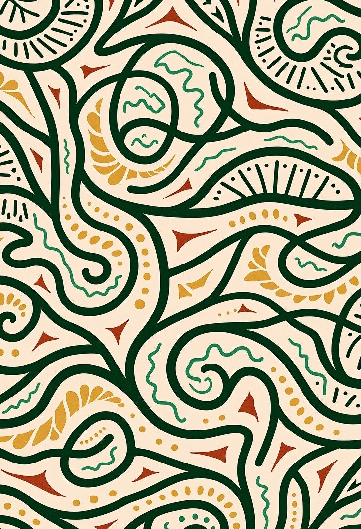 Abstract Swirls Shapes Organic Rug