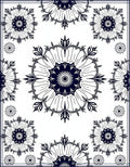 Dark Blue Floral Mandala Pattern Rug