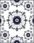 Dark Blue Floral Mandala Pattern Rug