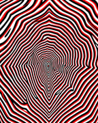 Psychedelic Black Red Swirl Design Rug