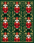 Red Nutcracker Emerald Gold Ornament Rug