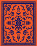 Bold Orange Navy Floral Medallion Rug