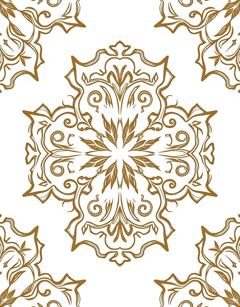 Ornate Gold Mandala Pattern Rug