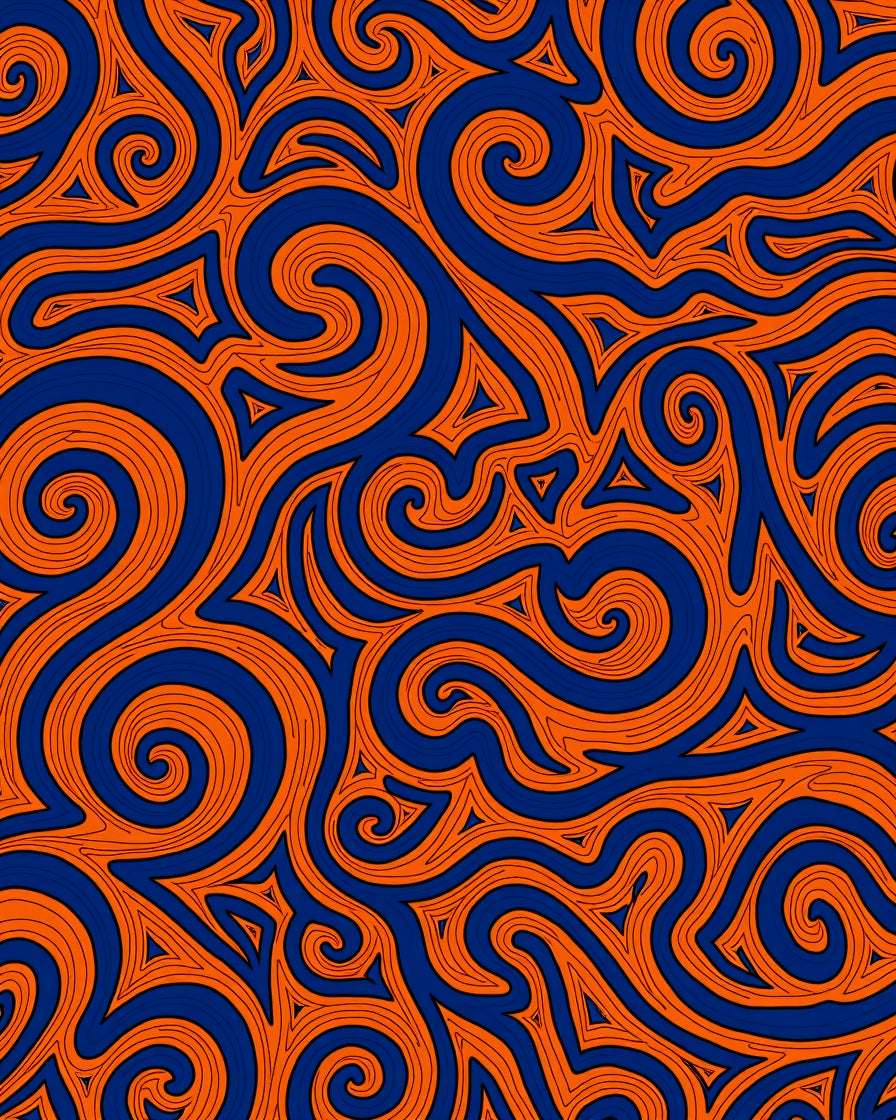 Abstract Swirl Orange Blue Pattern Rug