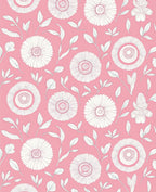 Pink Floral Whimsical Flower Pattern Rug