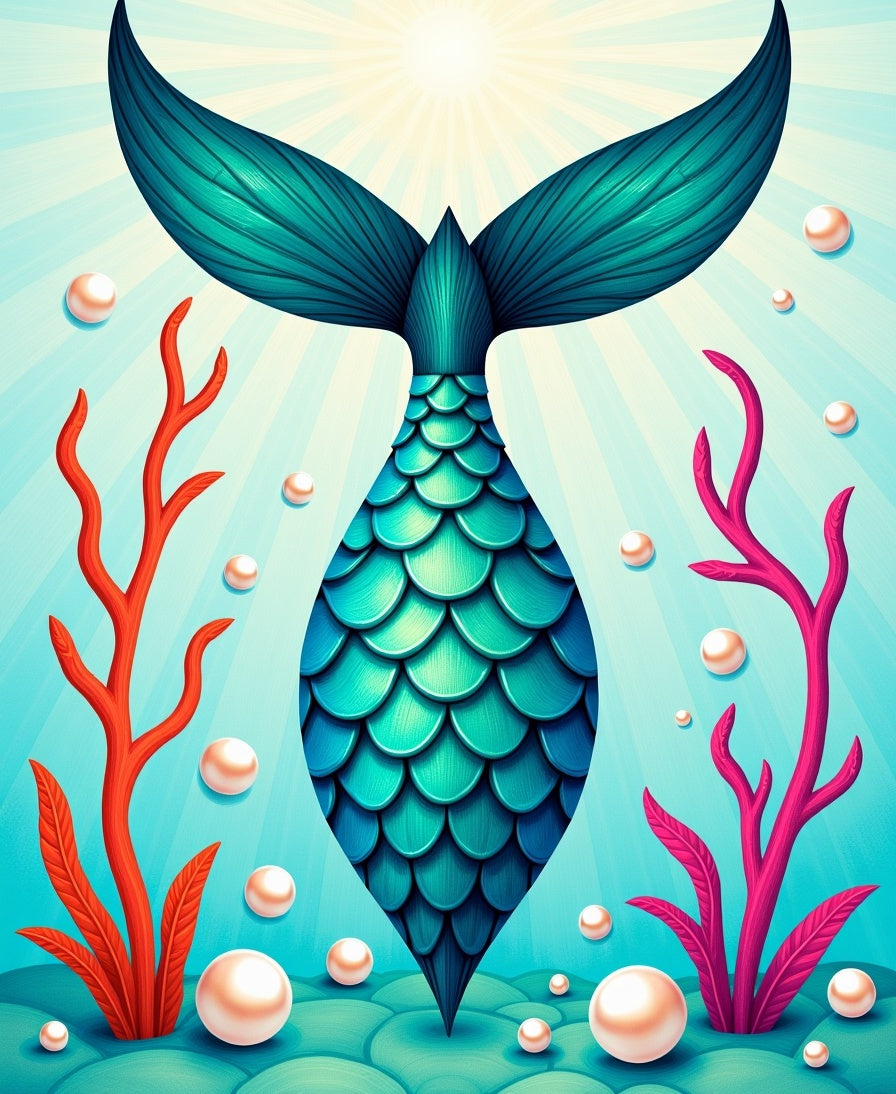 Mermaid Tail With Pearls Pattern Rug