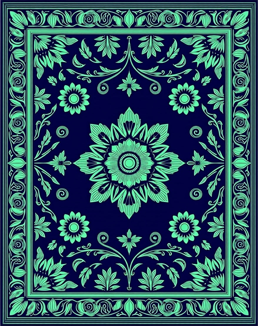 Intricate Floral Medallion Design Rug