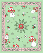 Christmas Snowman Floral Border Rug
