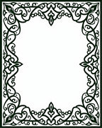 Ornate Scrollwork Black Decorative Border Rug