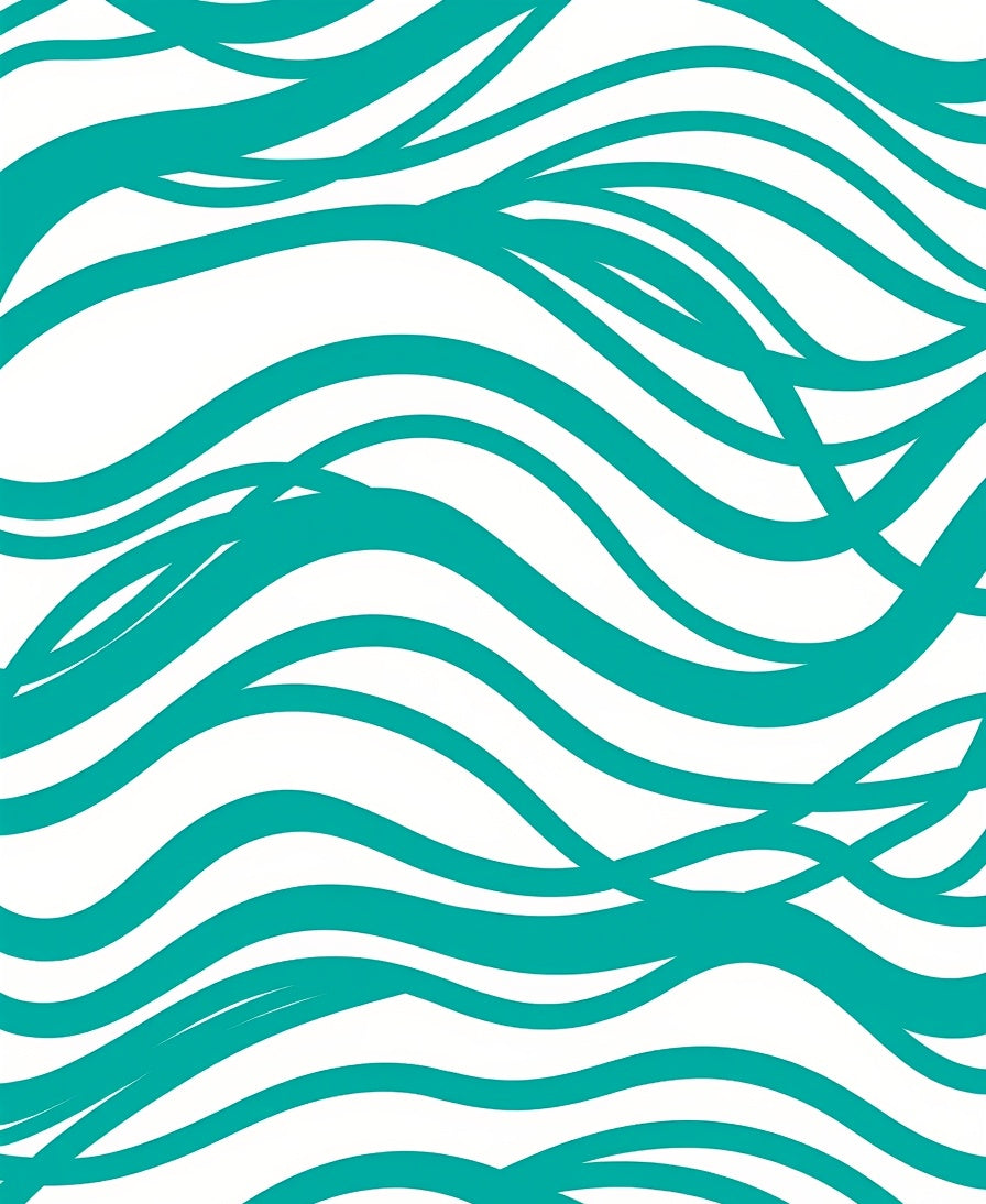 Modern Teal Wave Pattern Rug