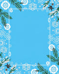 Bright Sky Blue Floral Foliage Frame Rug