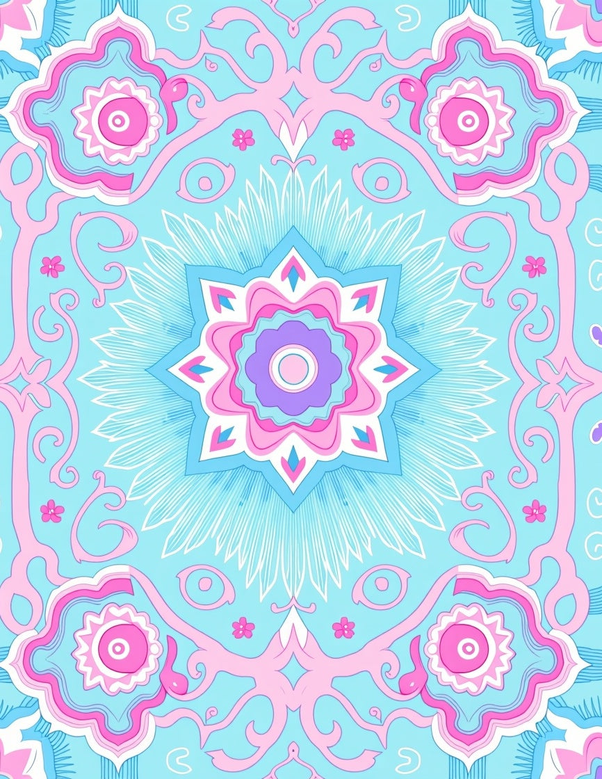Pastel Floral Mandala Swirl Rug
