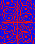 Bold Red Swirls Stars Design Rug