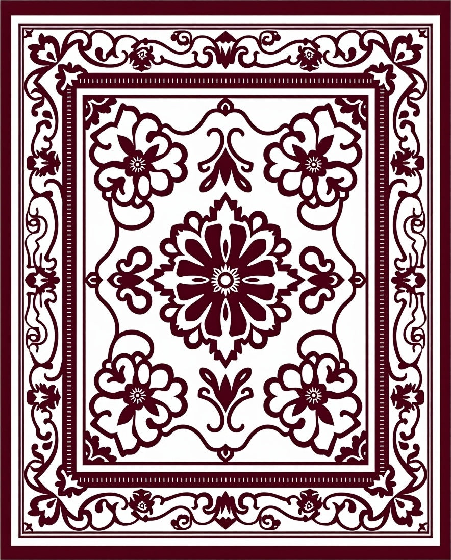Intricate Floral Swirl Pattern Rug