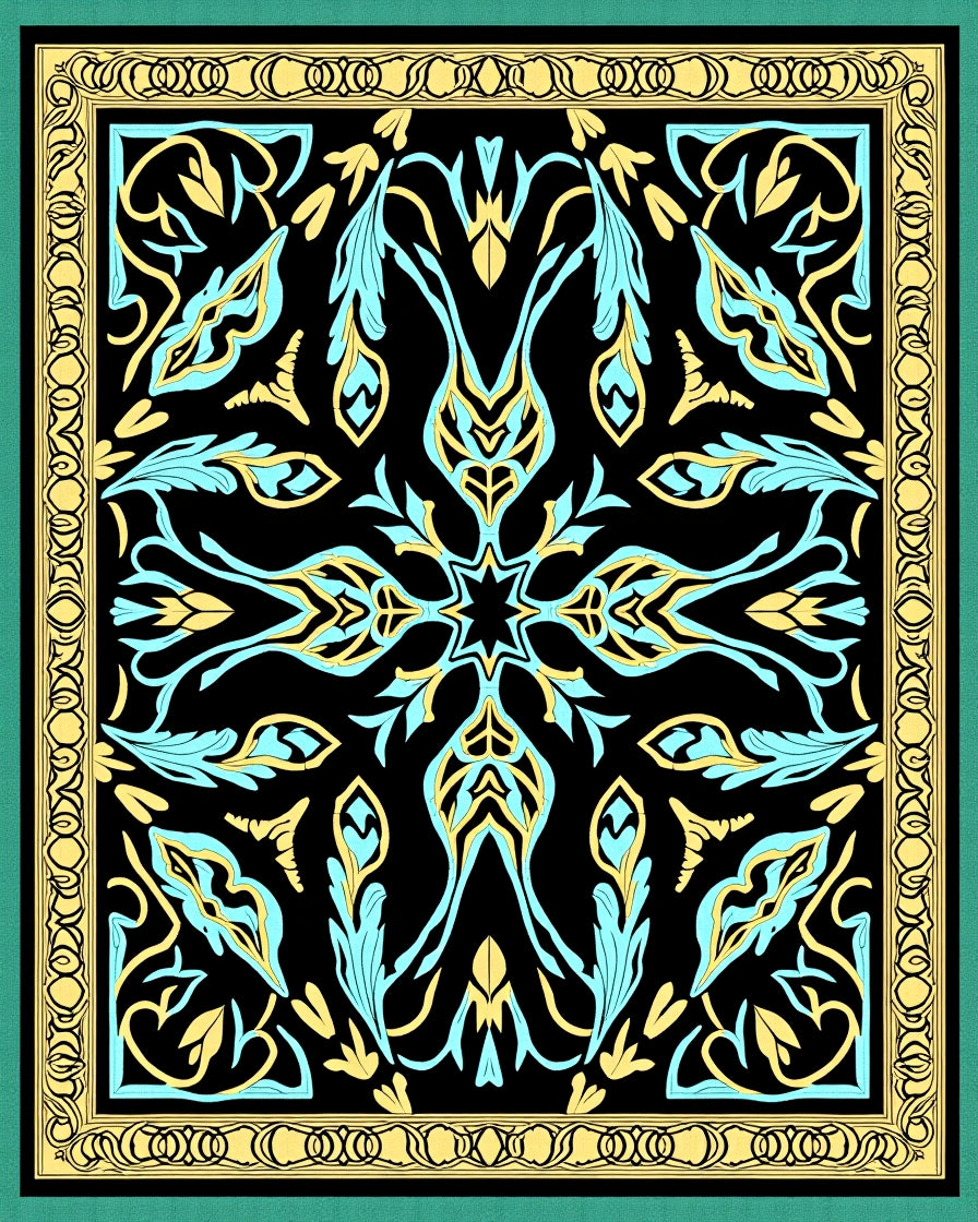 Symmetrical Floral Art Nouveau Rug