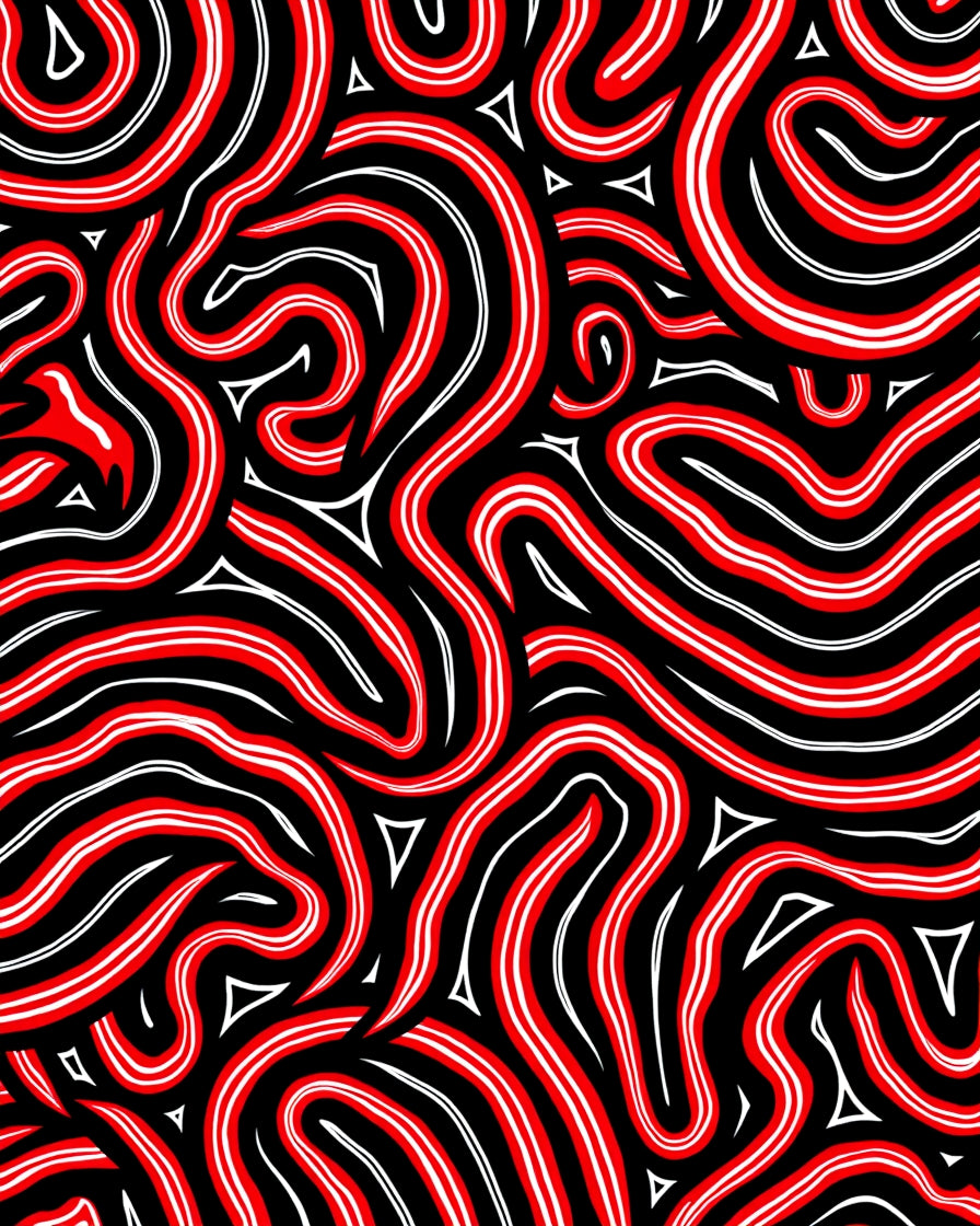 Bold Red White Swirl Stripe Rug