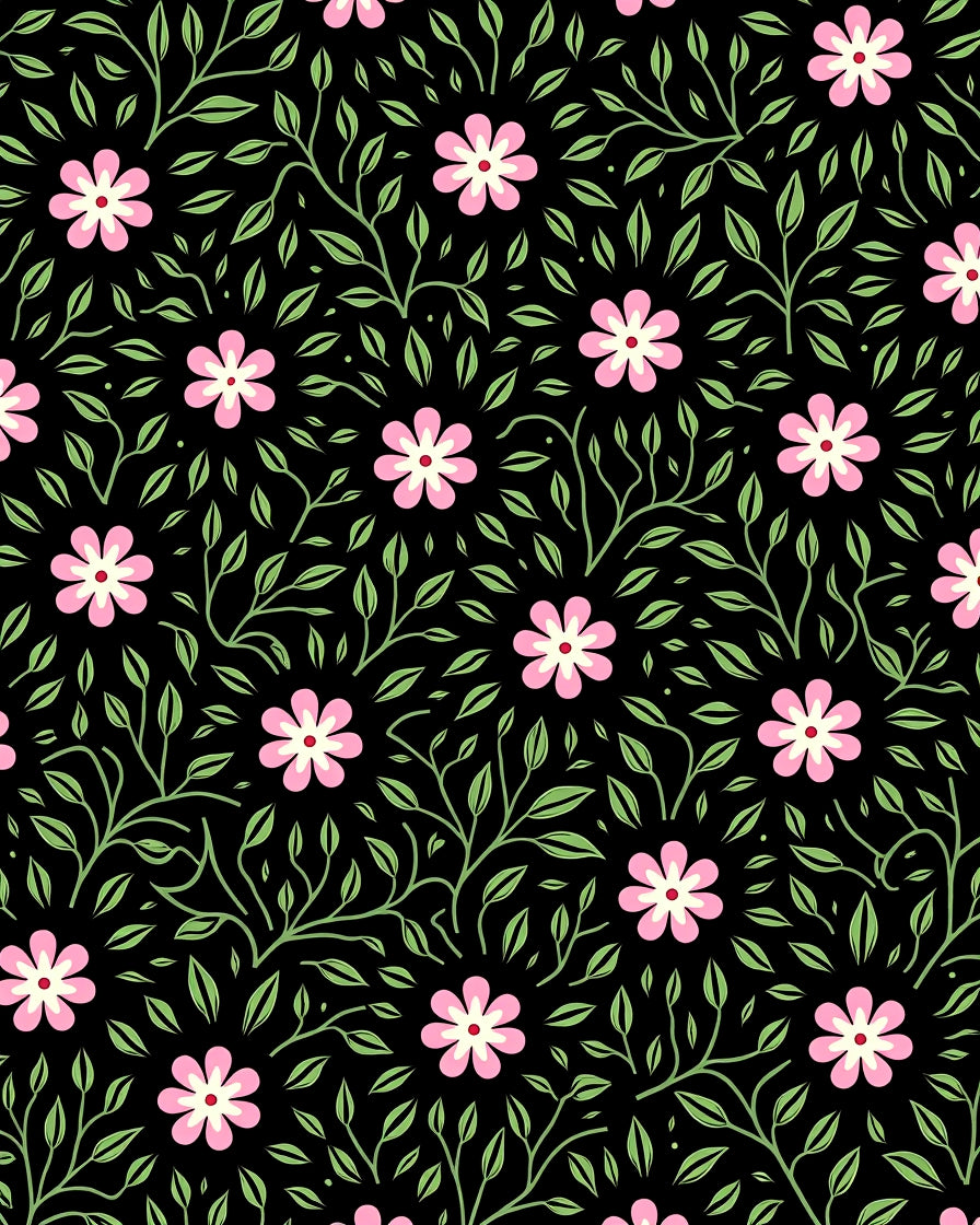 Pink Floral Vine Pattern Design Rug
