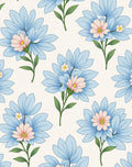 Pastel Blue Garden Floral Pattern Rug