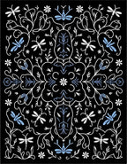 Whimsical Garden Dragonfly Pattern Design Rug