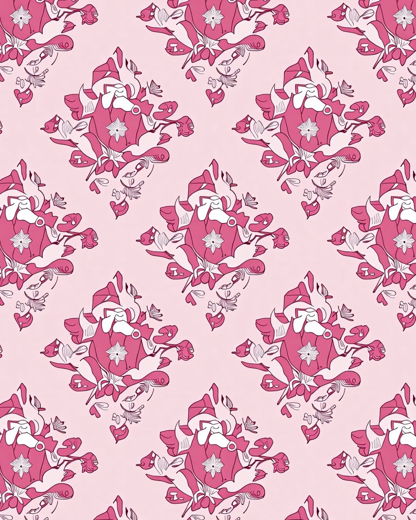 Pink Floral Medallion Repeat Rug