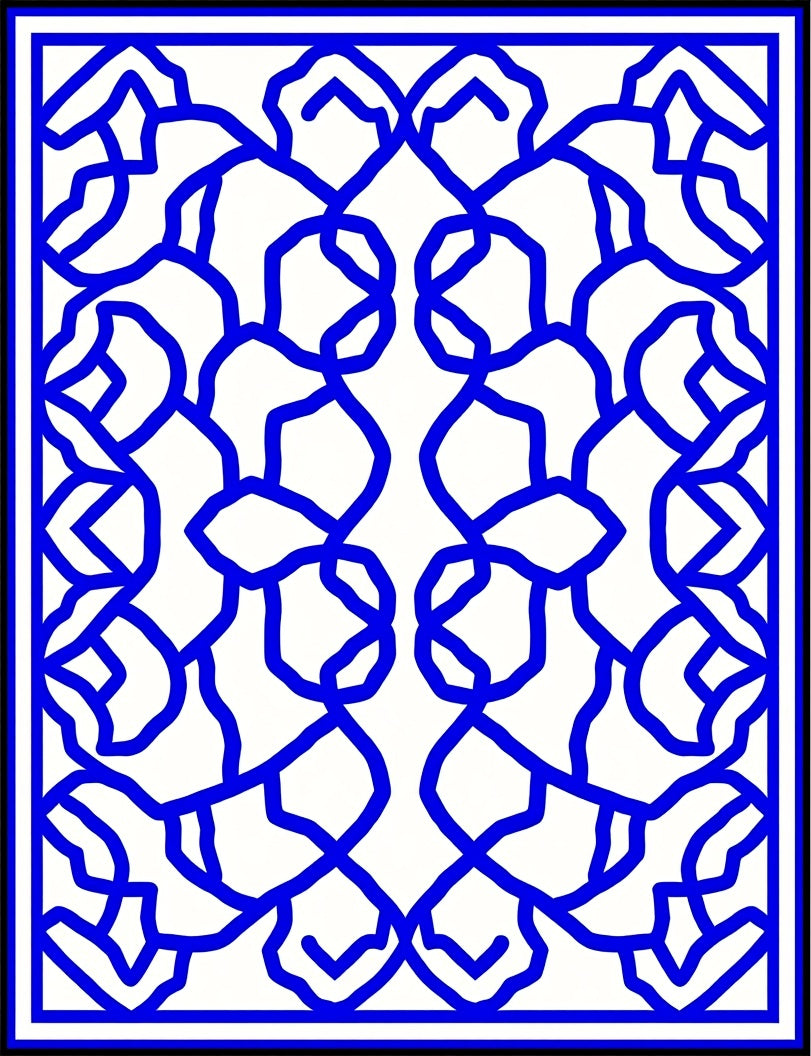 Bold Blue Interlocking Pattern Rug