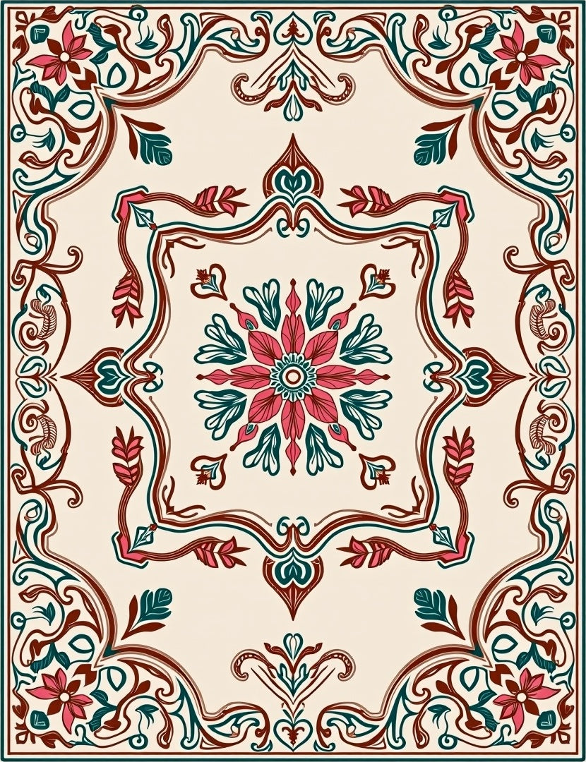 Floral And Leafy Intricate Pattern Rug