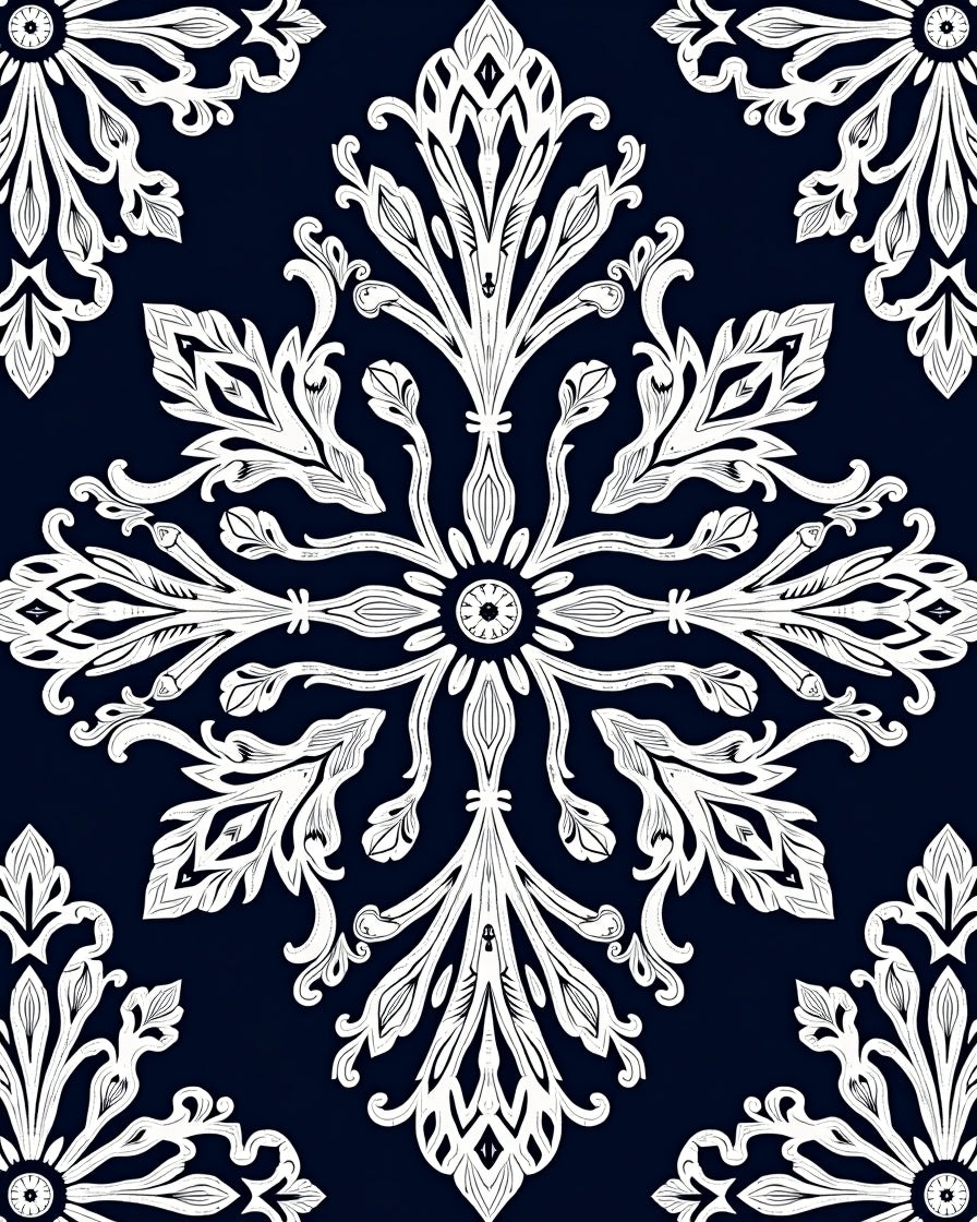 Lace Inspired Floral Symmetry Rug