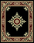 Regal Maroon Floral Medallion Border Rug