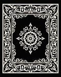 Classic Black White Floral Pattern Rug