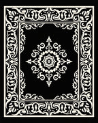 Classic Black White Floral Pattern Rug