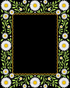 Daisy Floral Border Pattern Rug