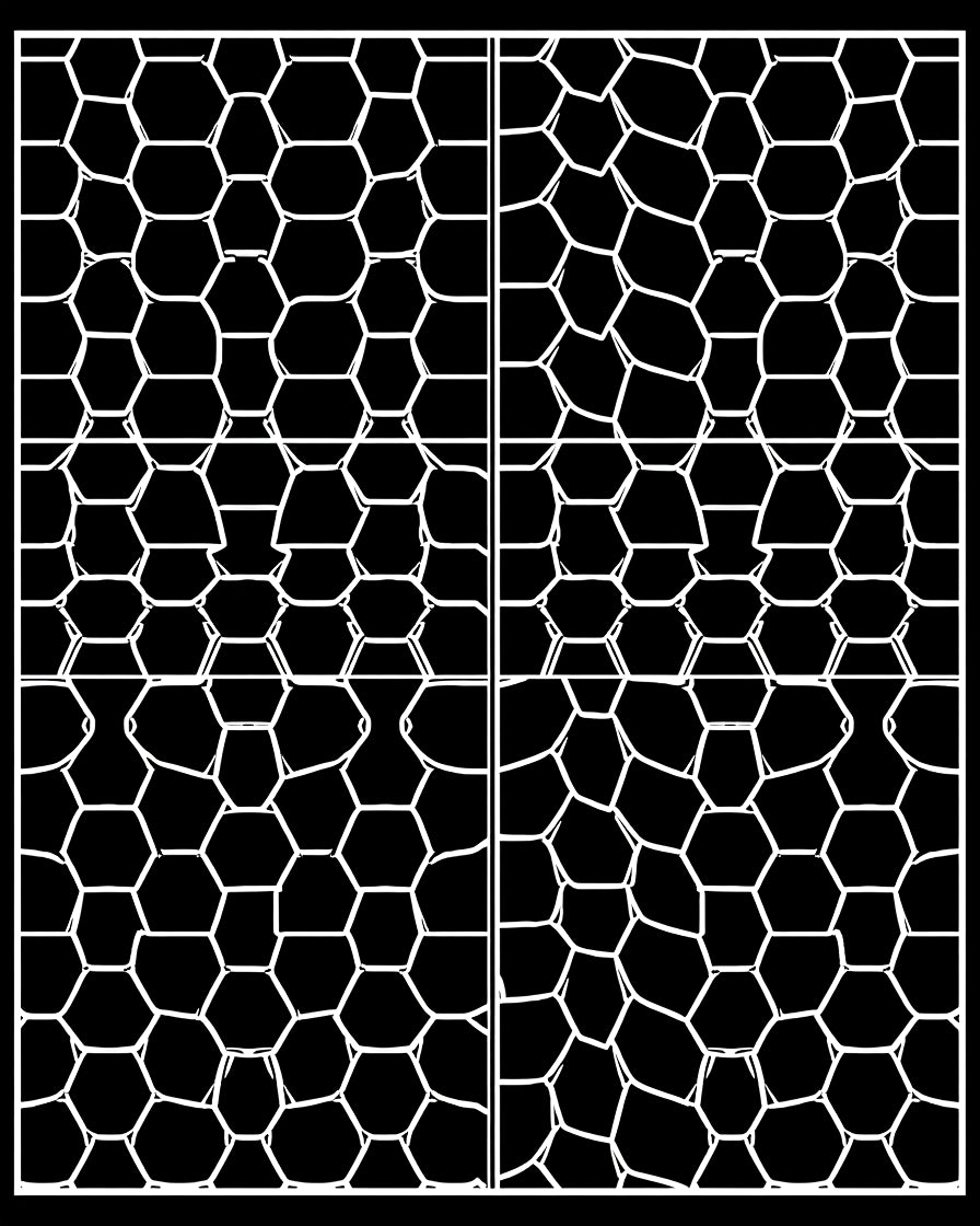 Black White Distorted Hexagon Pattern Rug