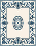 Elegant Blue Floral Medallion Frame Rug