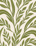 Olive Leafy Branch Pattern Design Rug