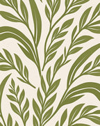 Olive Leafy Branch Pattern Design Rug