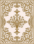 Ornate Golden Swirls Scroll Pattern Design Rug
