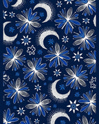 Celestial Moon Star Floral Pattern Rug