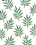 Green Fern Sprig Repeating Pattern Rug