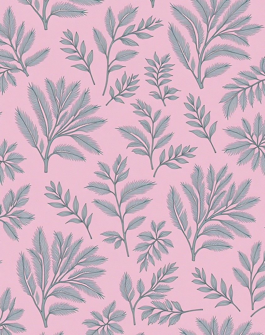 Pink Tropical Leaf Pattern Design Rug