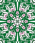 Green White Pink Floral Mandala Design Rug