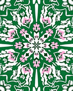 Green White Pink Floral Mandala Design Rug