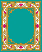 Ornate Floral Gold Teal Rug