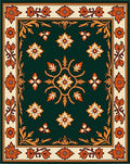 Ornate Dark Green Floral Pattern Rug