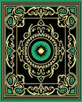 Ornate Black Green Golden Pattern Rug