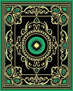 Ornate Black Green Golden Pattern Rug