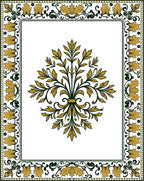 Golden Green Classical Floral Border Rug