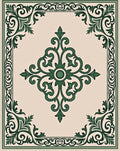 Elegant Swirl Green Floral Pattern Rug