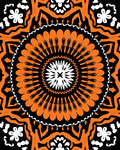 Orange Black White Mandala Pattern Rug