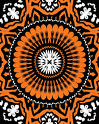 Orange Black White Mandala Pattern Rug