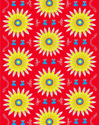 Bold Yellow Sunburst Flower Pattern Rug